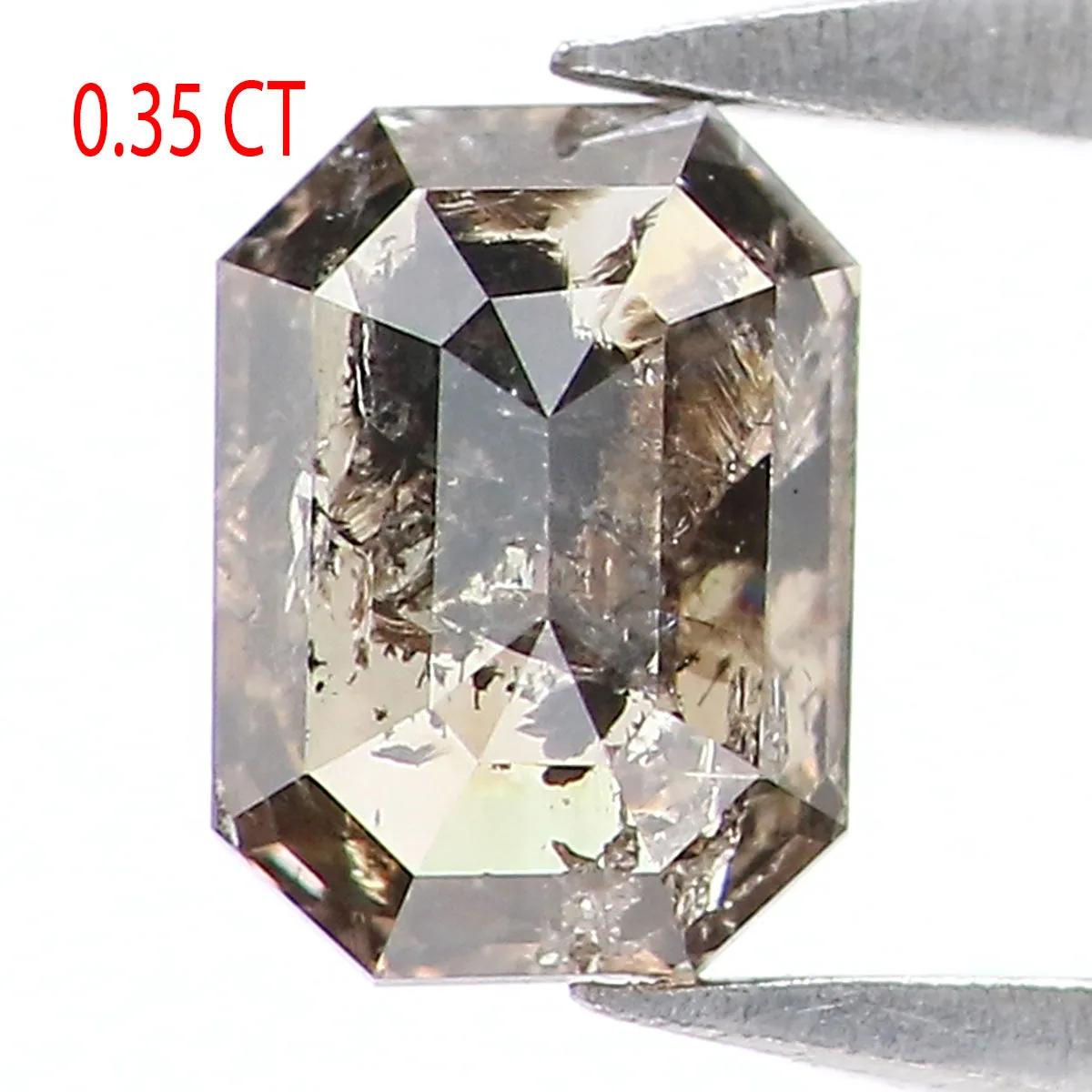 0.35 CT Natural Loose Emerald Shape Diamond Salt And Pepper Emerald Diamond 4.85 MM Natural Black Grey Color Emerald Rose Cut Diamond KQ2564
