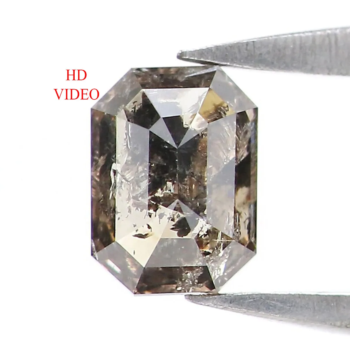 0.35 CT Natural Loose Emerald Shape Diamond Salt And Pepper Emerald Diamond 4.85 MM Natural Black Grey Color Emerald Rose Cut Diamond KQ2564