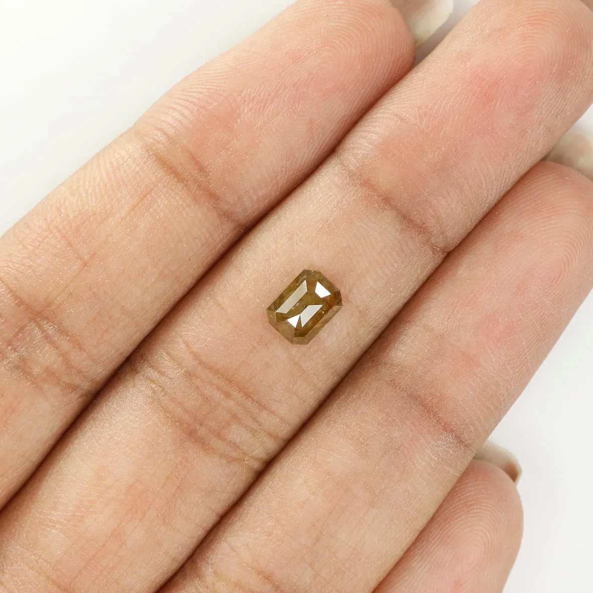 0.71 Ct Natural Loose Emerald Cut Diamond Green Brown Color Emerald Shape Diamond 6.35 MM Natural Loose Diamond Emerald Shape Diamond QL496