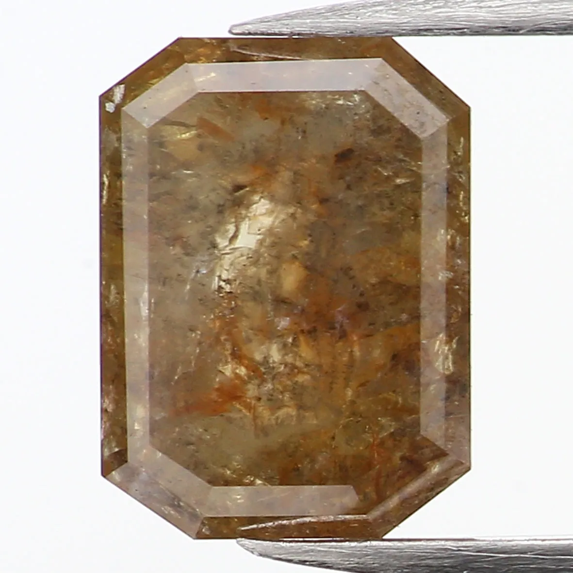 0.71 Ct Natural Loose Emerald Cut Diamond Green Brown Color Emerald Shape Diamond 6.35 MM Natural Loose Diamond Emerald Shape Diamond QL496