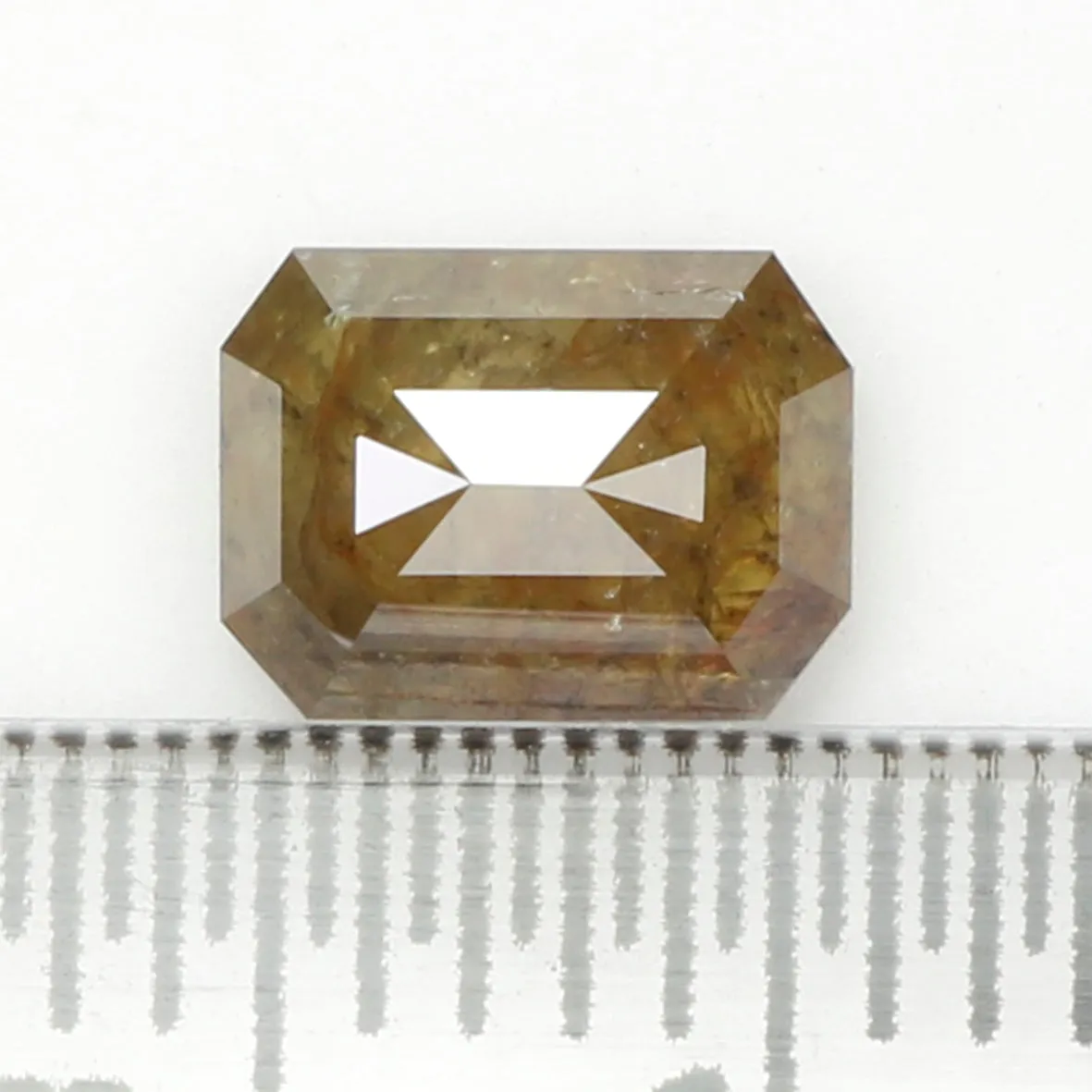 0.71 Ct Natural Loose Emerald Cut Diamond Green Brown Color Emerald Shape Diamond 6.35 MM Natural Loose Diamond Emerald Shape Diamond QL496