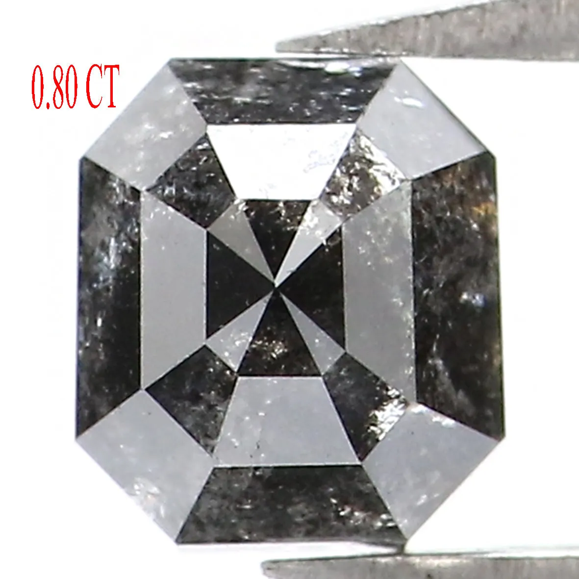 0.80 CT Natural Loose Emerald Shape Diamond Salt And Pepper Emerald Diamond 5.10 MM Black Grey Color Emerald Shape Rose Cut Diamond QK1796
