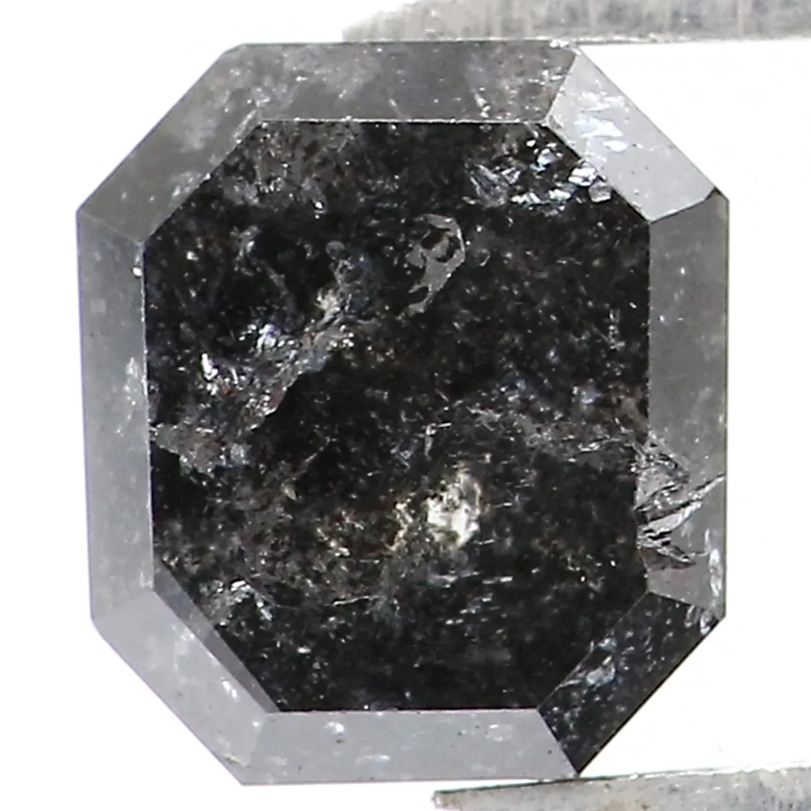 0.80 CT Natural Loose Emerald Shape Diamond Salt And Pepper Emerald Diamond 5.10 MM Black Grey Color Emerald Shape Rose Cut Diamond QK1796
