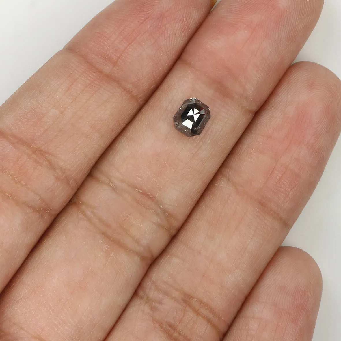 0.80 CT Natural Loose Emerald Shape Diamond Salt And Pepper Emerald Diamond 5.10 MM Black Grey Color Emerald Shape Rose Cut Diamond QK1796