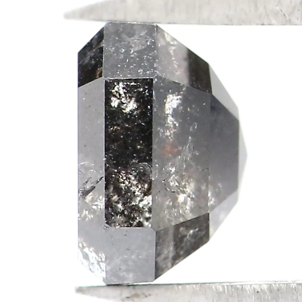 0.80 CT Natural Loose Emerald Shape Diamond Salt And Pepper Emerald Diamond 5.10 MM Black Grey Color Emerald Shape Rose Cut Diamond QK1796