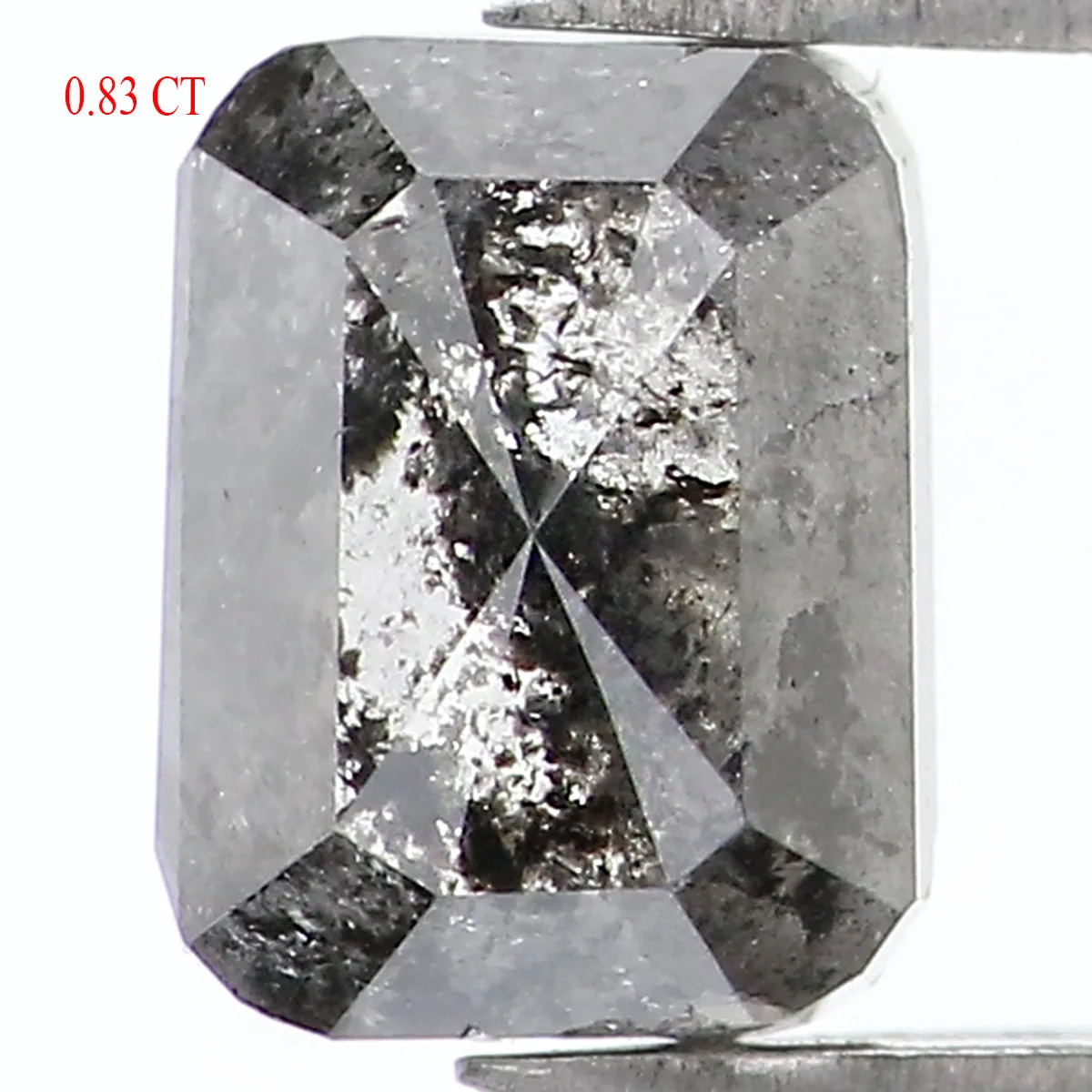 0.83 CT Natural Loose Emerald Shape Diamond Salt And Pepper Emerald Cut Diamond 5.75 MM Natural Black Grey Emerald Rose Cut Diamond LQ1760