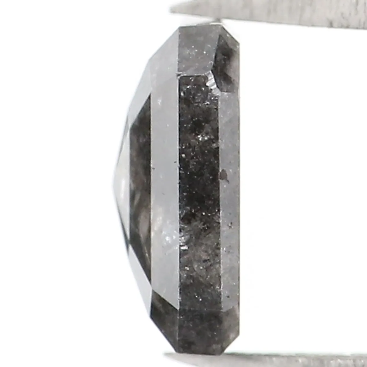 0.99 CT Natural Loose Emerald Shape Diamond Salt And Pepper Emerald Shape Diamond 6.40 MM Black Grey Color Emerald Rose Cut Diamond LQ1337
