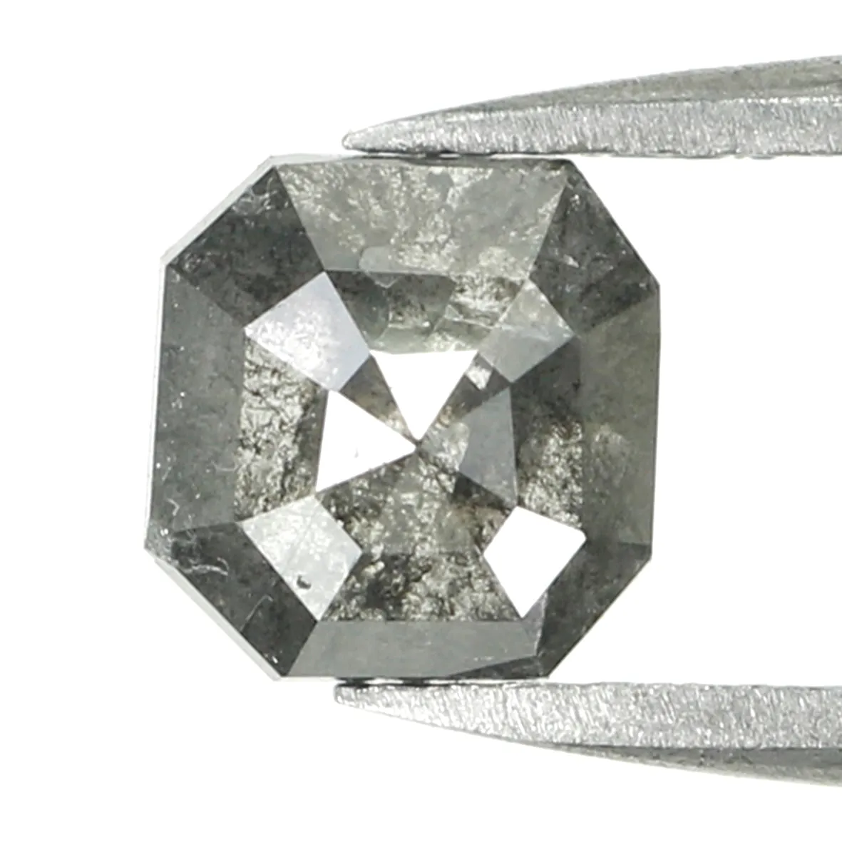 1.08 CT Natural Loose Emerald Shape Diamond Salt And Pepper Emerald Cut Diamond 6.50 MM Natural Black Grey Emerald Rose Cut Diamond QL7004