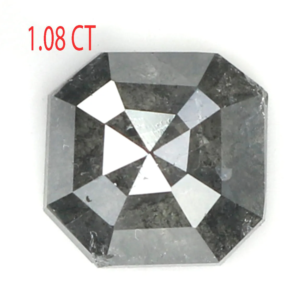 1.08 CT Natural Loose Emerald Shape Diamond Salt And Pepper Emerald Cut Diamond 6.50 MM Natural Black Grey Emerald Rose Cut Diamond QL7004