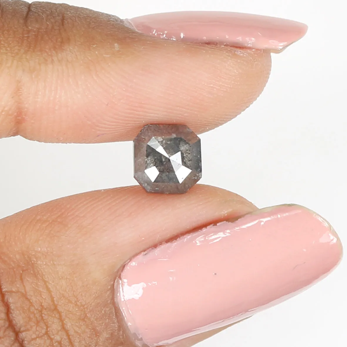 1.08 CT Natural Loose Emerald Shape Diamond Salt And Pepper Emerald Cut Diamond 6.50 MM Natural Black Grey Emerald Rose Cut Diamond QL7004