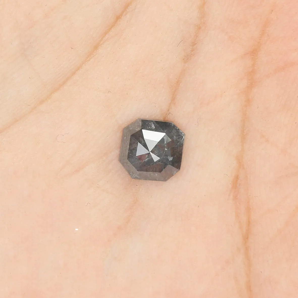 1.08 CT Natural Loose Emerald Shape Diamond Salt And Pepper Emerald Cut Diamond 6.50 MM Natural Black Grey Emerald Rose Cut Diamond QL7004