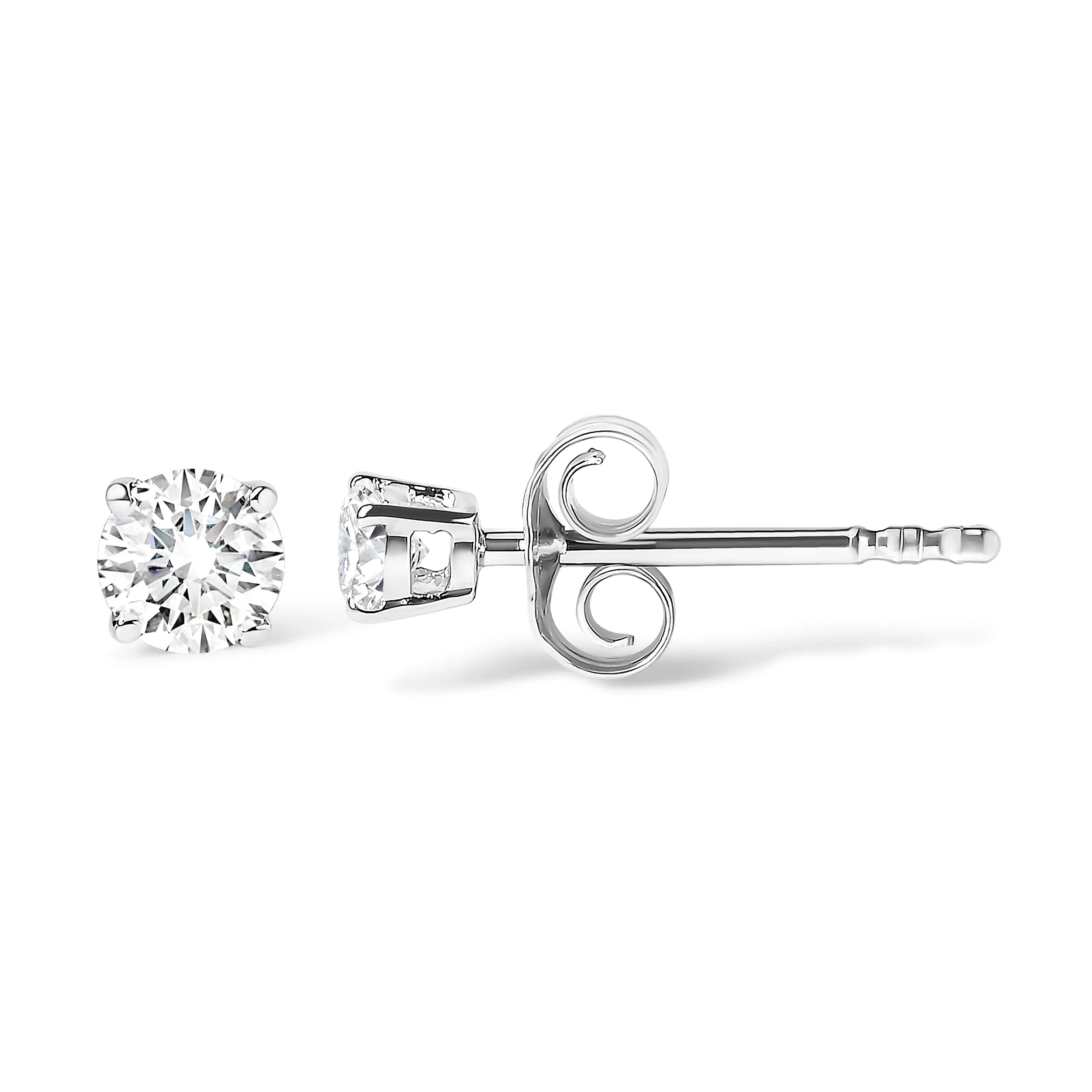 10K White Gold 1/6 Cttw Round Brilliant-Cut Near Colorless Near Colorless Diamond Classic 4-Prong Stud Earrings
