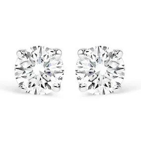 10K White Gold 1/6 Cttw Round Brilliant-Cut Near Colorless Near Colorless Diamond Classic 4-Prong Stud Earrings