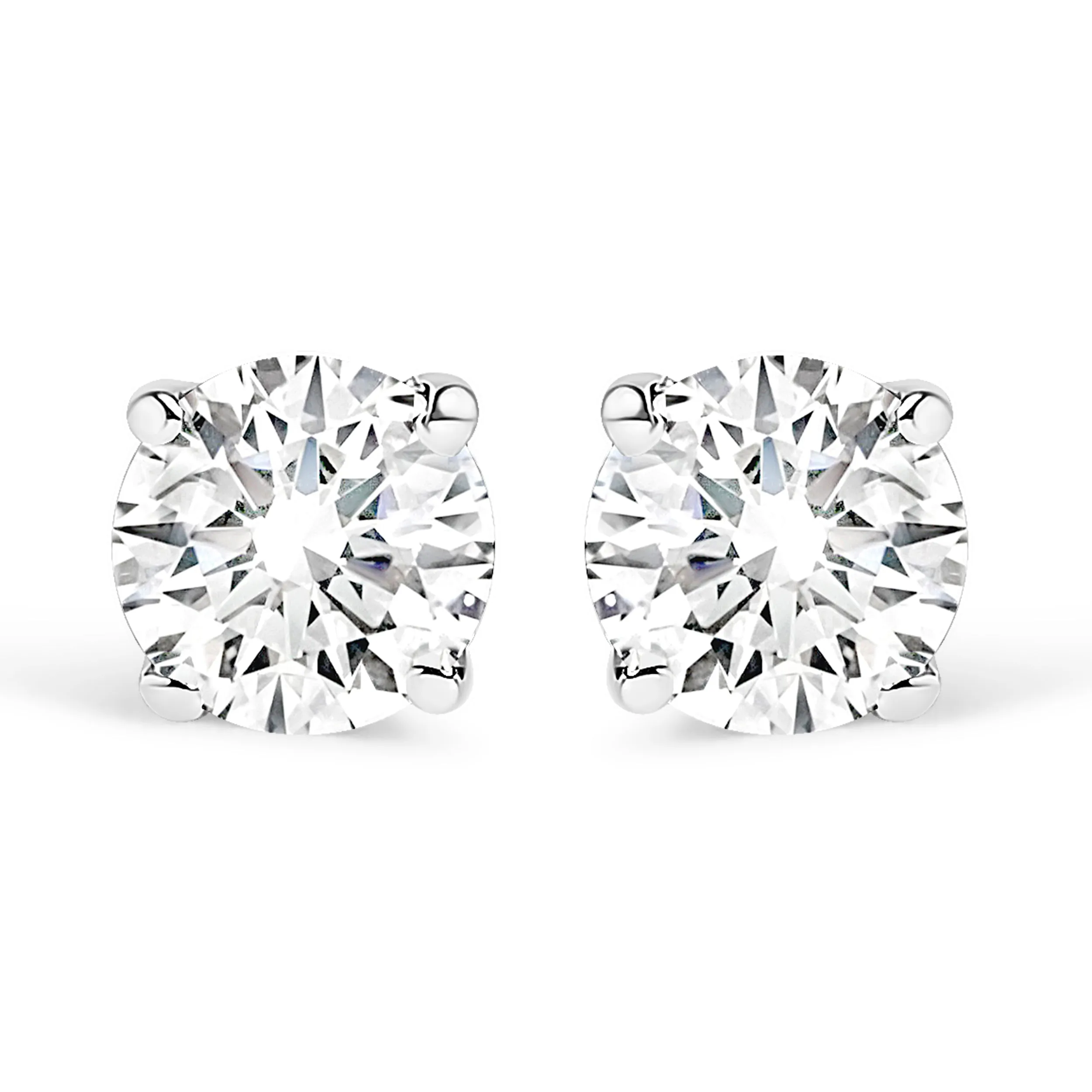 10K White Gold 1/6 Cttw Round Brilliant-Cut Near Colorless Near Colorless Diamond Classic 4-Prong Stud Earrings