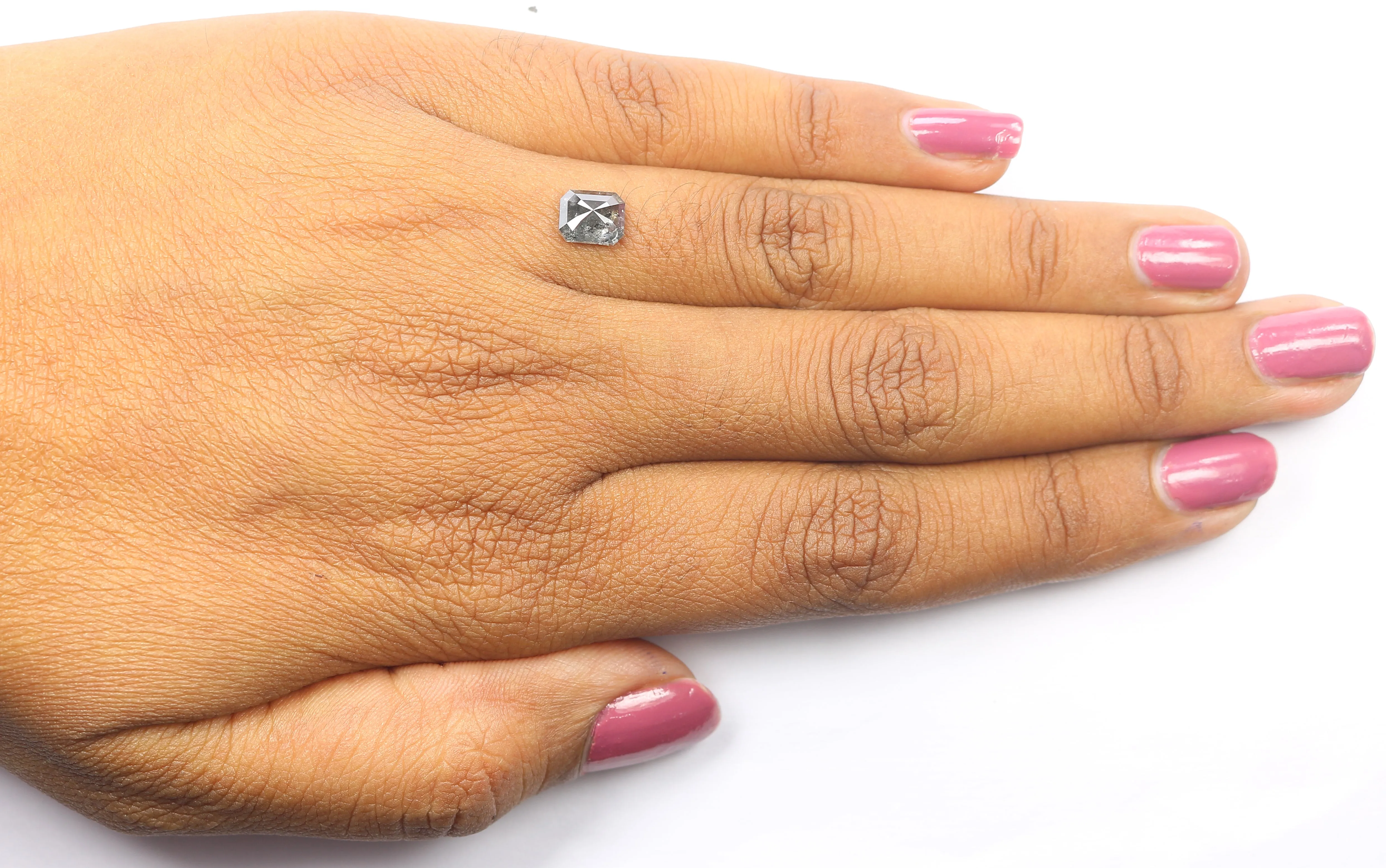 1.10 CT Natural Loose Emerald Shape Diamond Salt And Pepper Emerald Shape Diamond 6.50 MM Black Grey Color Emerald Rose Cut Diamond QL974