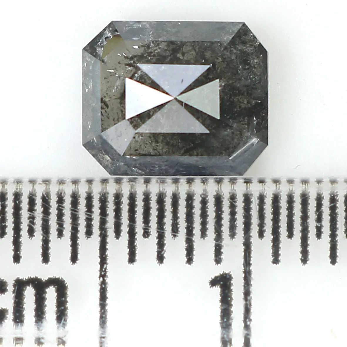 1.10 CT Natural Loose Emerald Shape Diamond Salt And Pepper Emerald Shape Diamond 6.50 MM Black Grey Color Emerald Rose Cut Diamond QL974