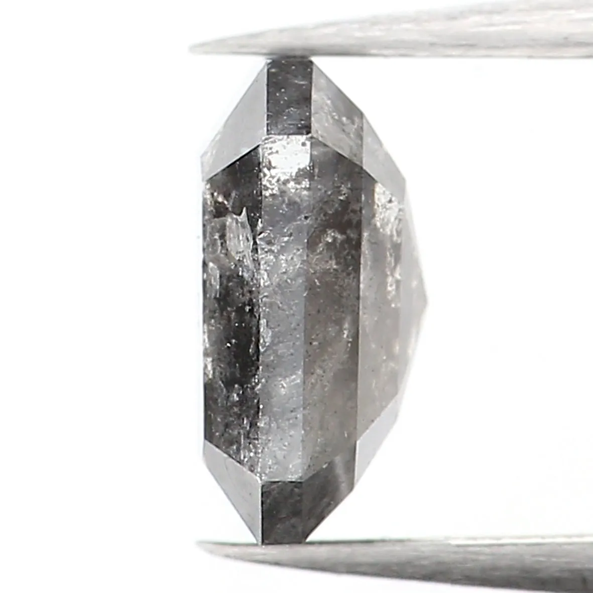 1.10 CT Natural Loose Emerald Shape Diamond Salt And Pepper Emerald Shape Diamond 6.50 MM Black Grey Color Emerald Rose Cut Diamond QL974