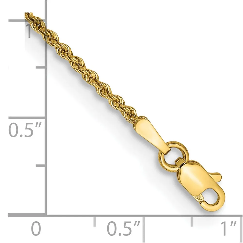 14K 10 inch 1.5mm Regular Rope with Lobster Clasp Anklet-012S-10