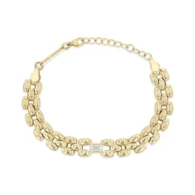14k Emerald Cut Diamond Medium Panther Chain Bracelet
