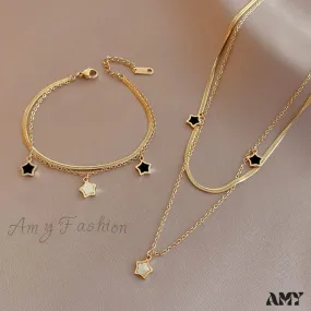 14K Five-pointed Star Shell Pendant Necklaces