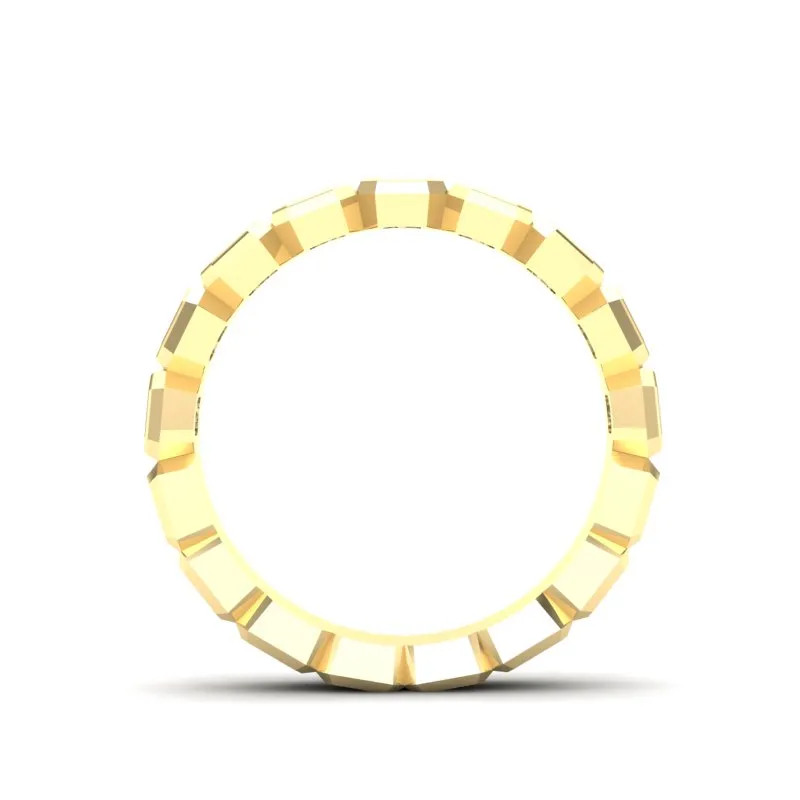 14K Gold Emerald Cut Halfway Vertical Eternity Bezel Set Lab Grown Diamond Wedding Band Ring
