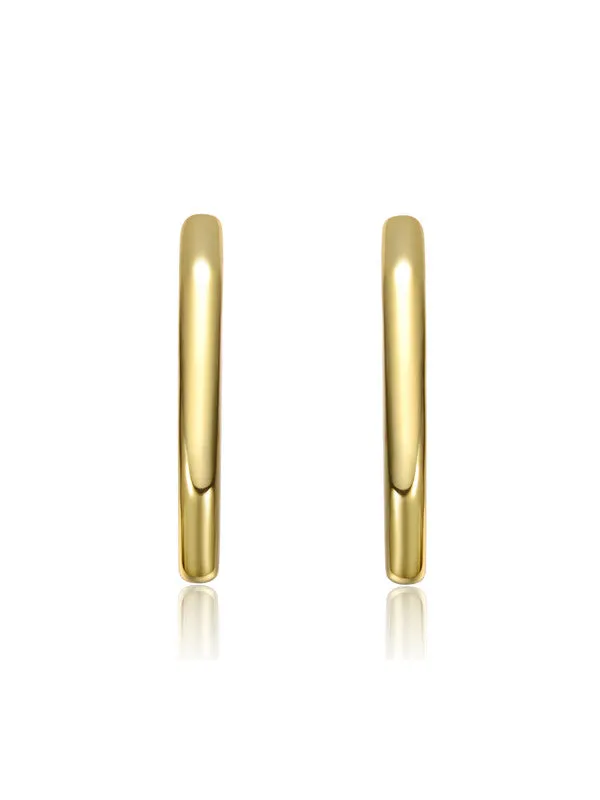 14k Gold Plated Open Geometric Tubular C-Hoop Earrings