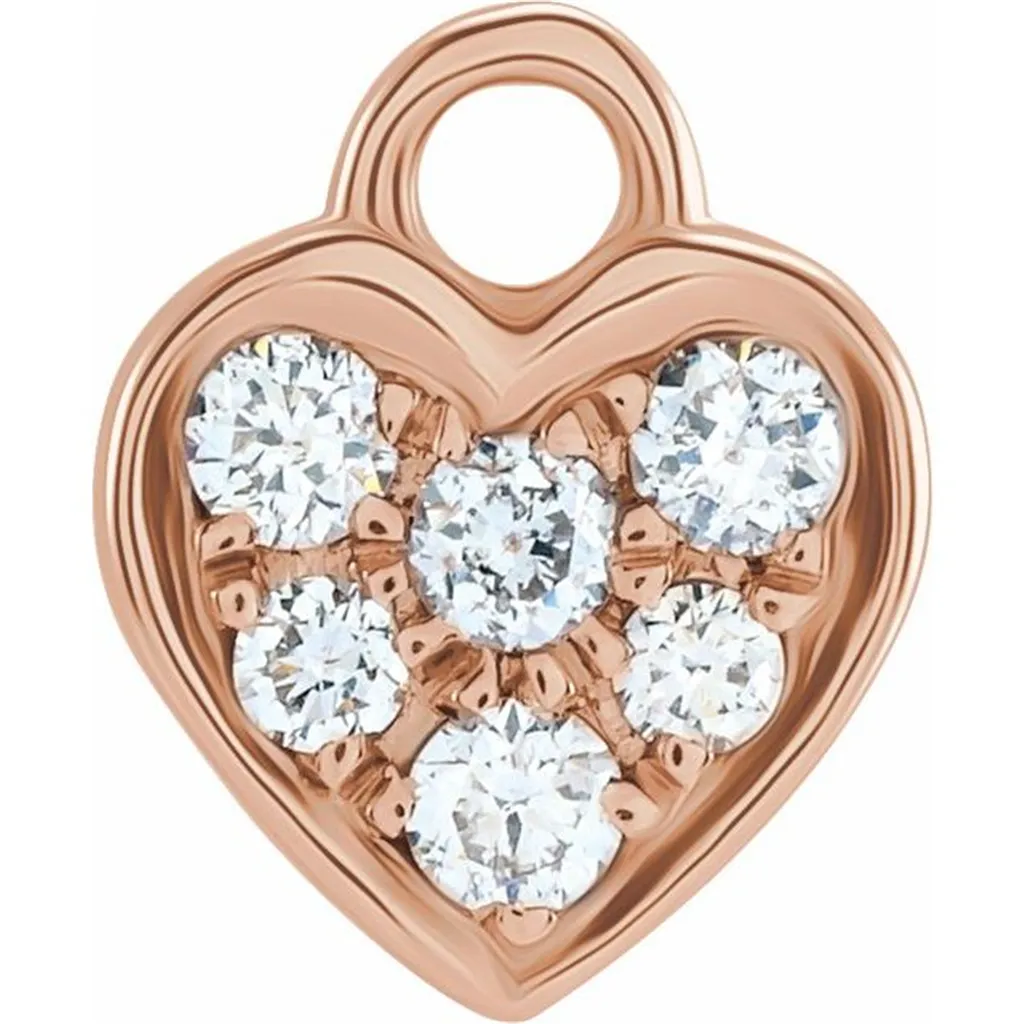 14K Rosé Gold 0.06ctw Heart Charm