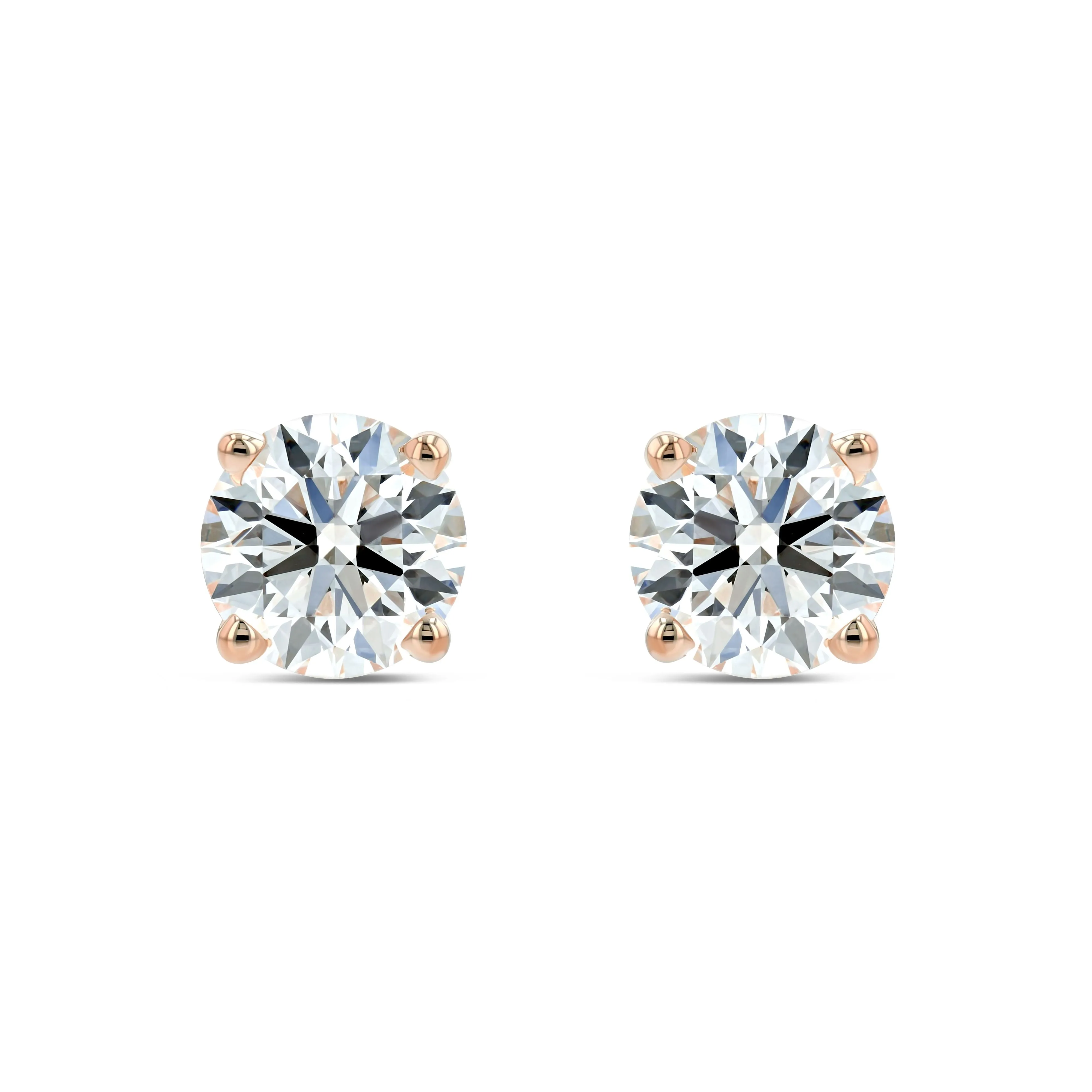 14k Rose Gold 4-prong Round Brilliant Diamond Stud Earrings (0.52 Ct. T.w., Vs1-vs2 Clarity, F-g Color)