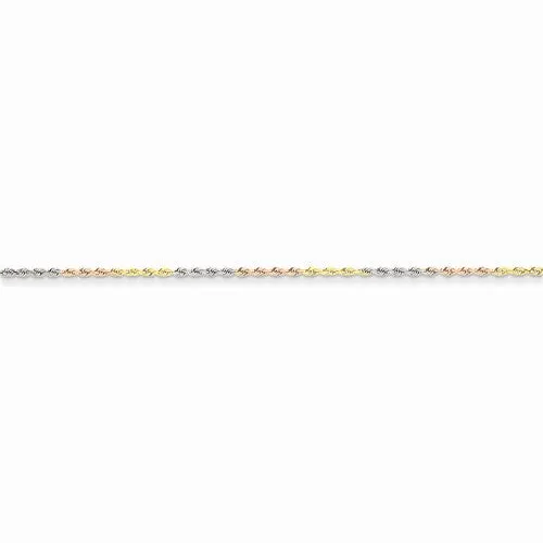 14K Tri-Color Gold Diamond-Cut Rope Chain Anklet