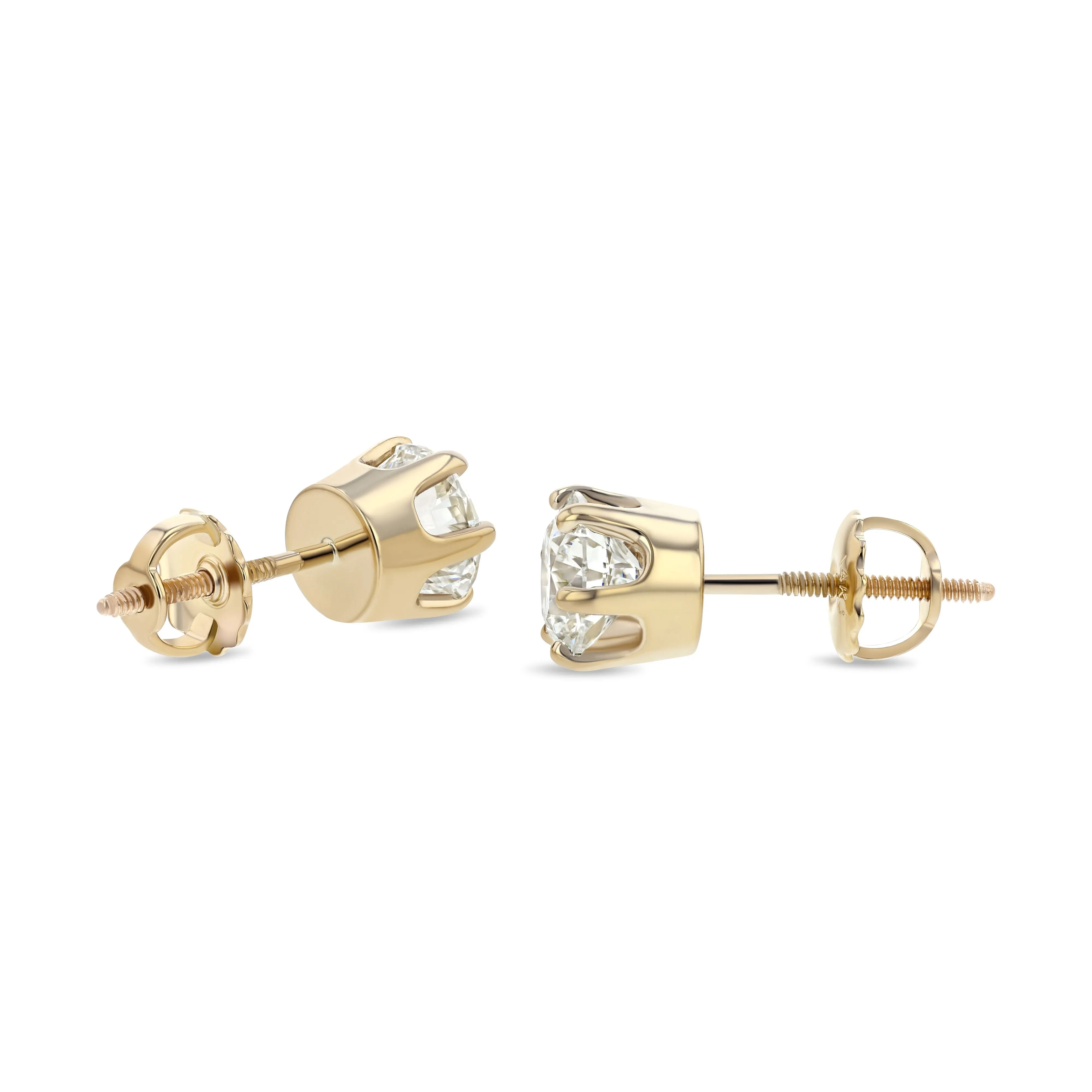 14k Yellow Gold 6-prong Round Brilliant Diamond Stud Earrings (0.5 Ct. T.w., Vs1-vs2 Clarity, H-i Color)