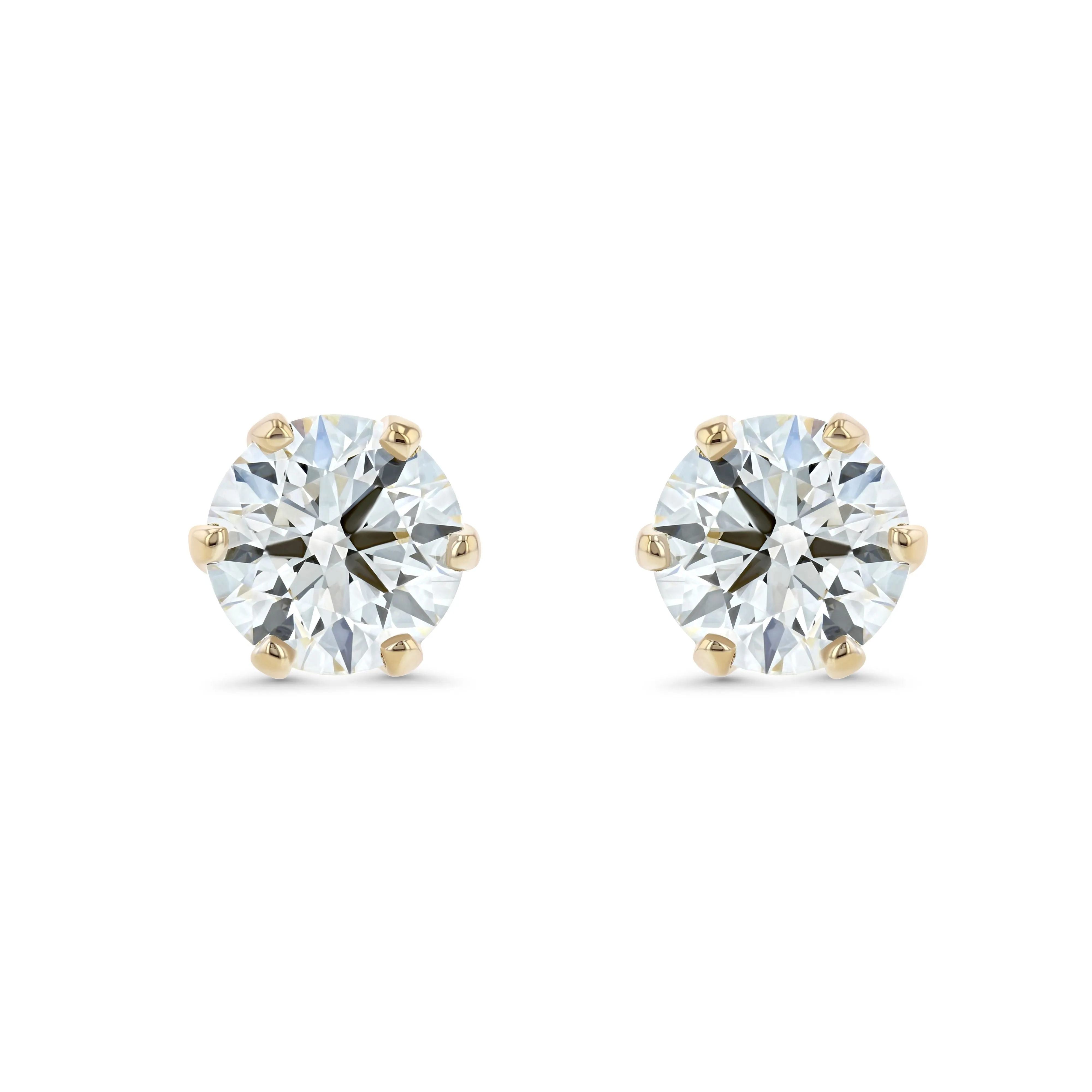 14k Yellow Gold 6-prong Round Brilliant Diamond Stud Earrings (0.5 Ct. T.w., Vs1-vs2 Clarity, H-i Color)