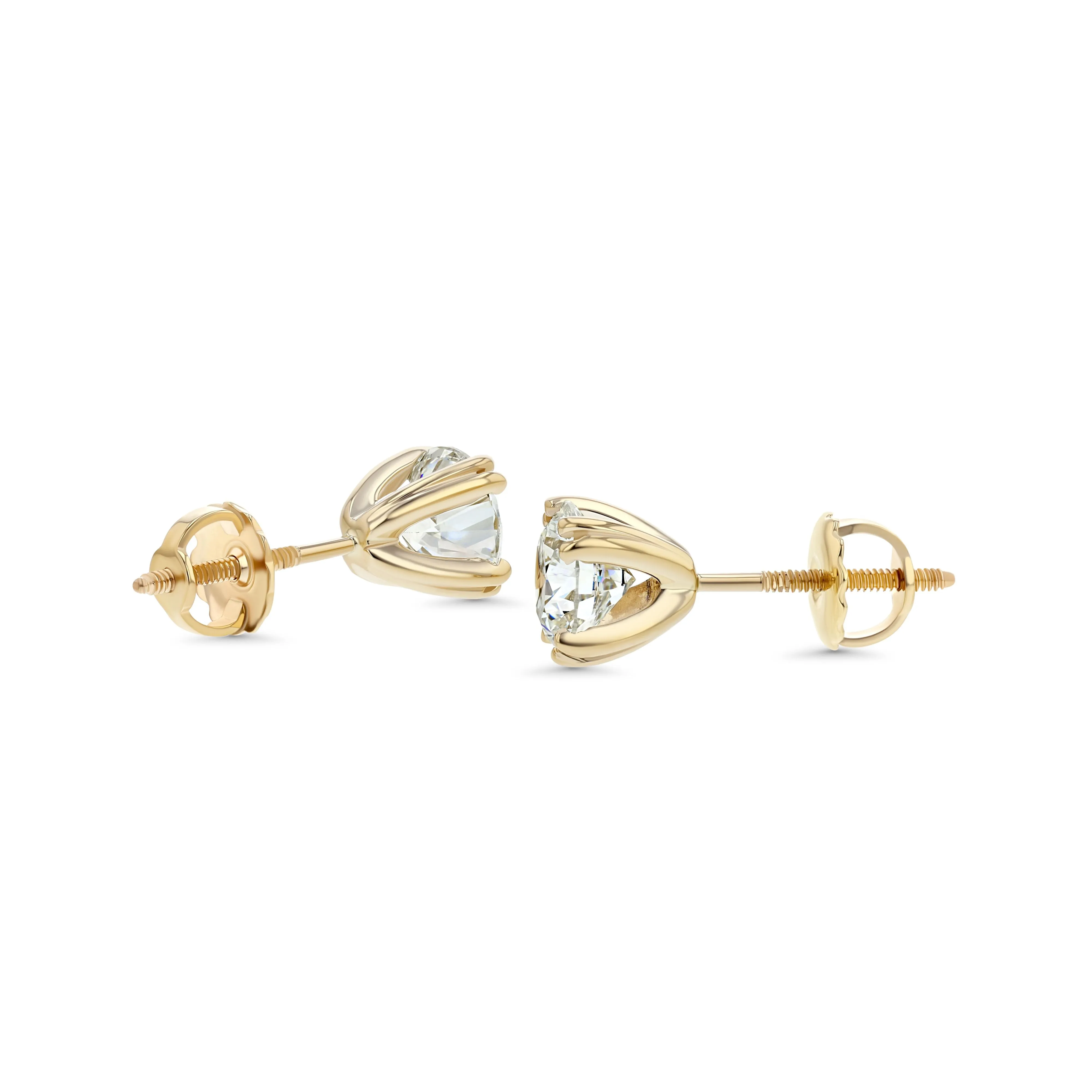 14k Yellow Gold 8-prong Round Brilliant Diamond Stud Earrings (0.52 Ct. T.w., Vs1-vs2 Clarity, F-g Color)