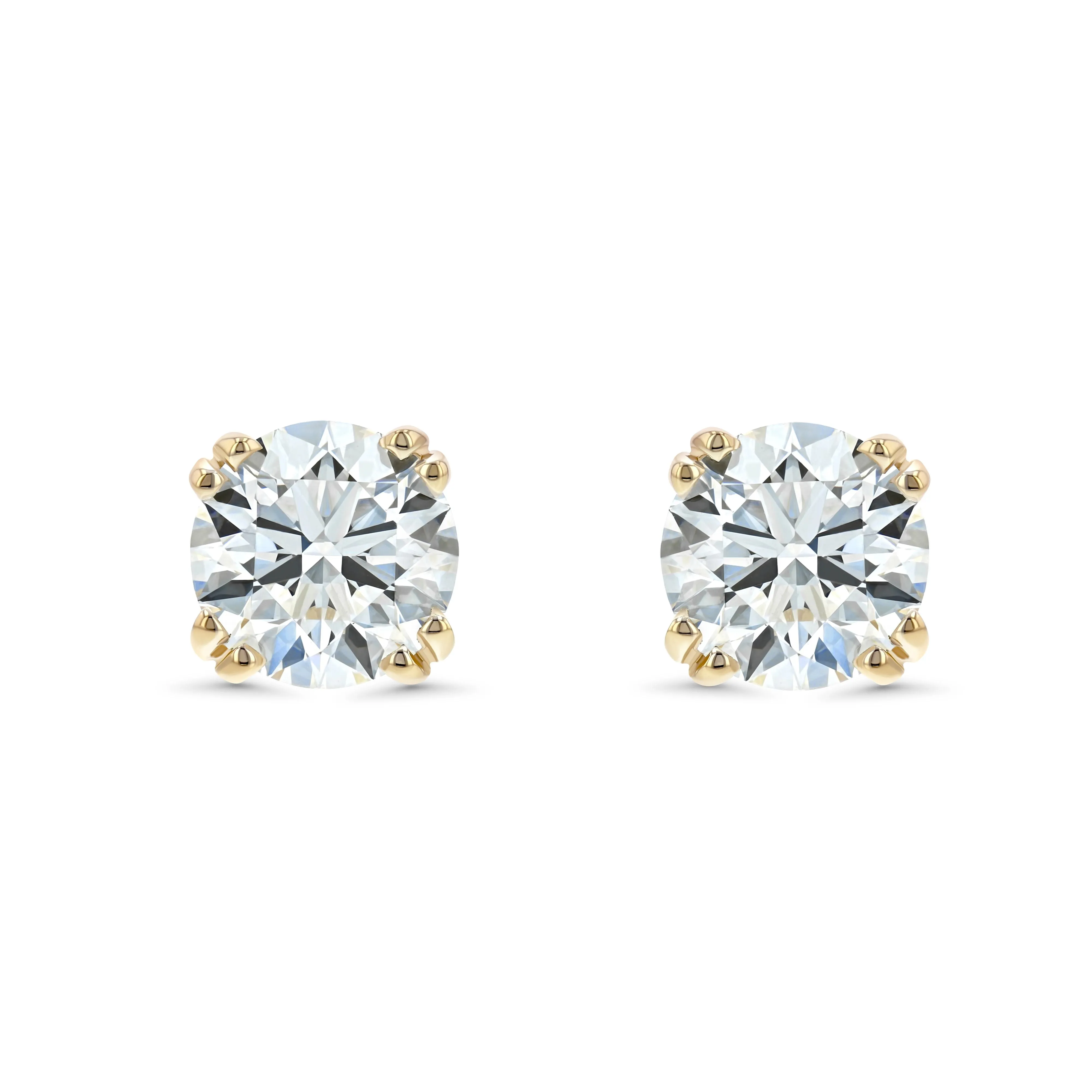 14k Yellow Gold 8-prong Round Brilliant Diamond Stud Earrings (0.52 Ct. T.w., Vs1-vs2 Clarity, F-g Color)