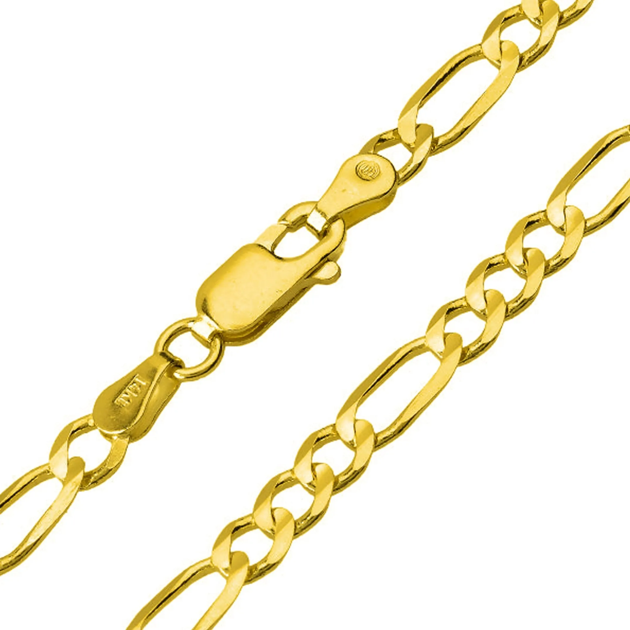 14k Yellow Gold Small 3D Seashell Charm Cowrie Shell Pendant with Figaro Chain Necklace