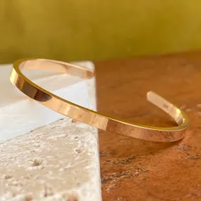 14KT Yellow Gold Polished Solid Open Cuff Bracelet 4mm