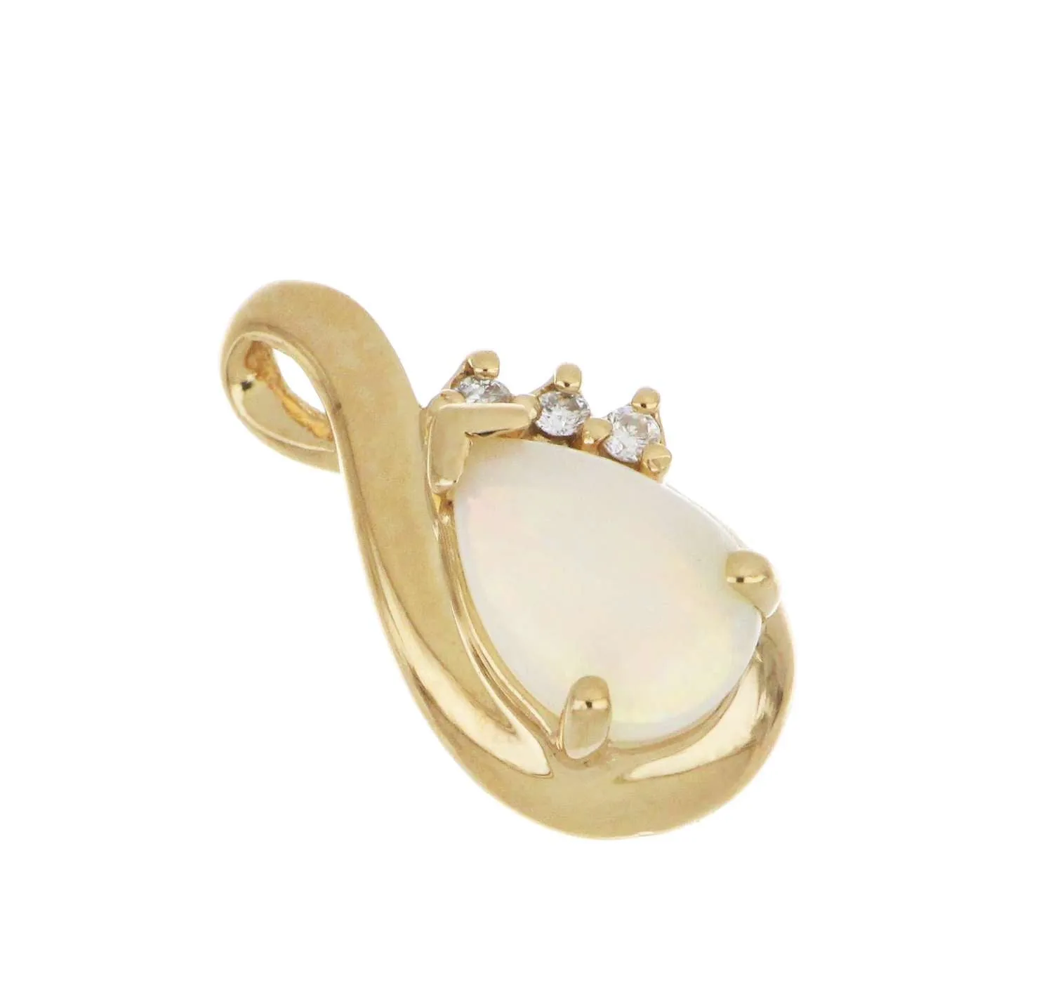 14kt yellow gold white opal pendant