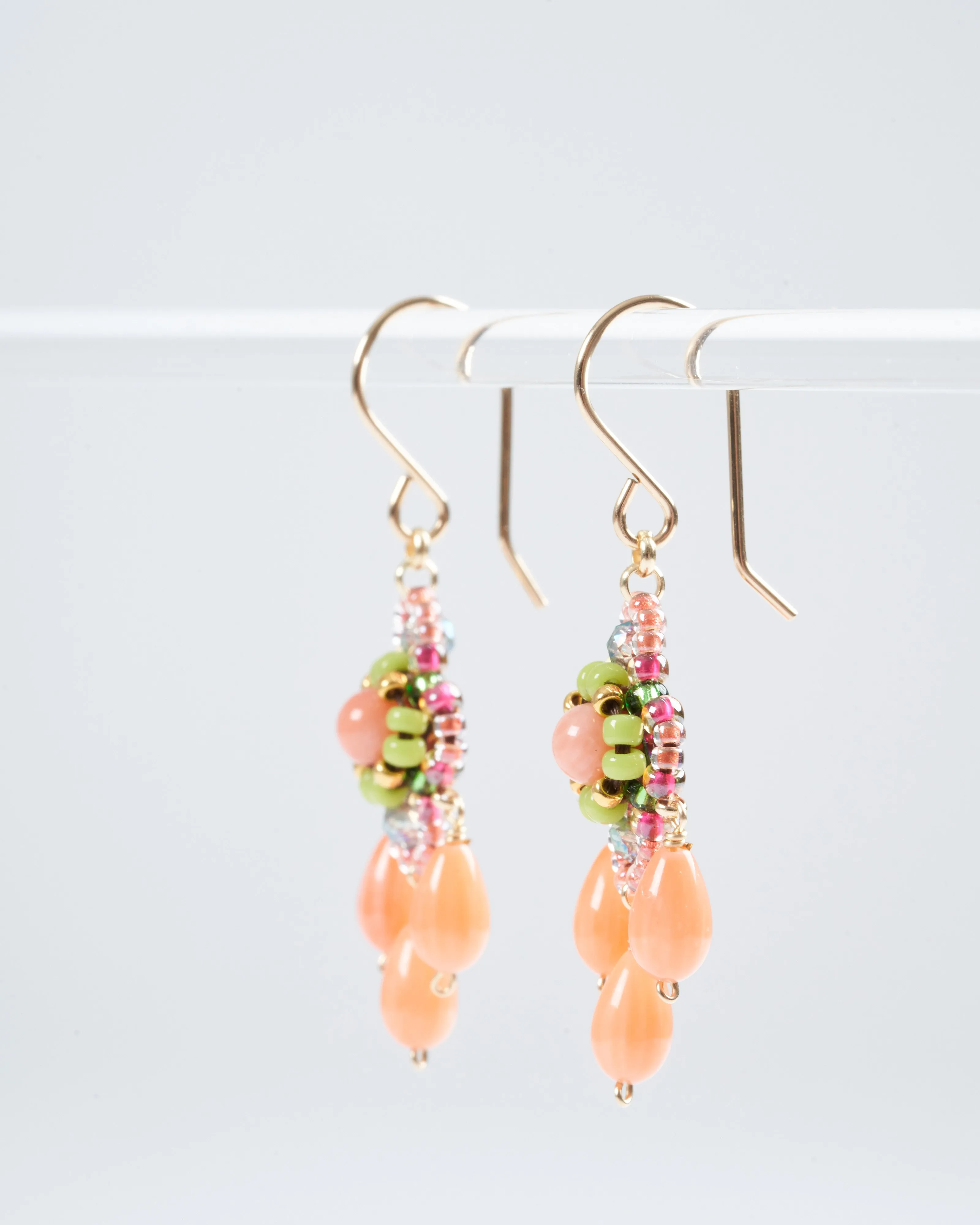 1.6" pink coral/miyuki earrings - coral