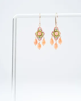 1.6" pink coral/miyuki earrings - coral