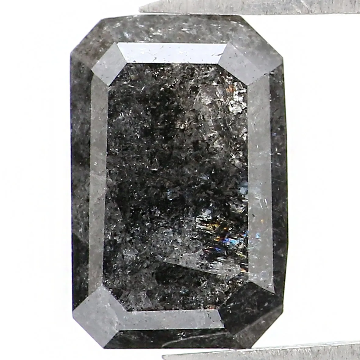 1.89 CT Natural Loose Emerald Shape Diamond Salt And Pepper Emerald Cut Diamond 8.30 MM Natural Black Grey Emerald Rose Cut Diamond LQ1575