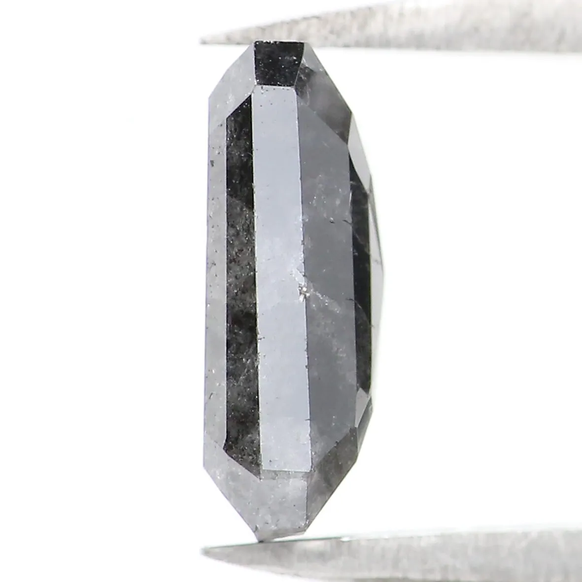 1.89 CT Natural Loose Emerald Shape Diamond Salt And Pepper Emerald Cut Diamond 8.30 MM Natural Black Grey Emerald Rose Cut Diamond LQ1575