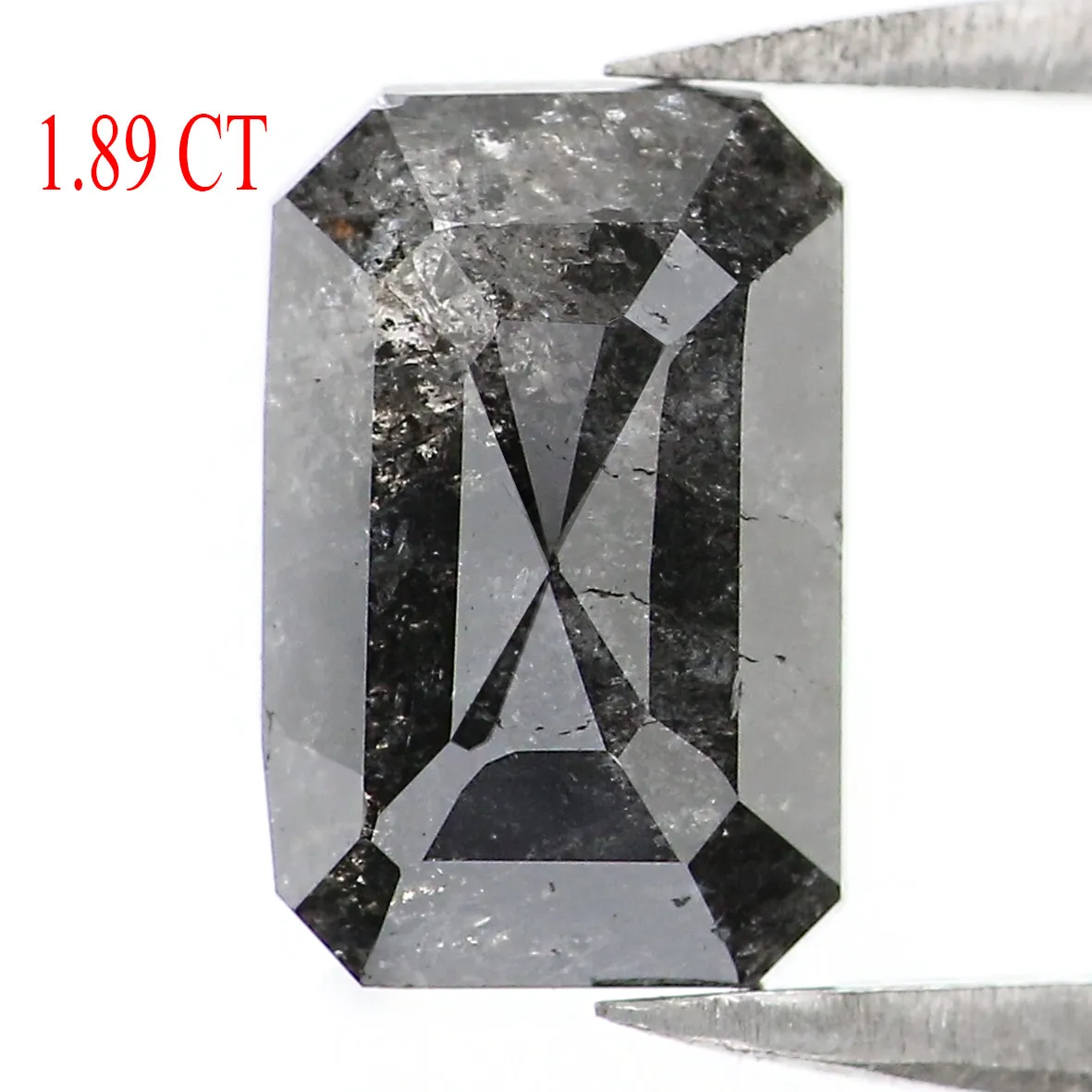 1.89 CT Natural Loose Emerald Shape Diamond Salt And Pepper Emerald Cut Diamond 8.30 MM Natural Black Grey Emerald Rose Cut Diamond LQ1575