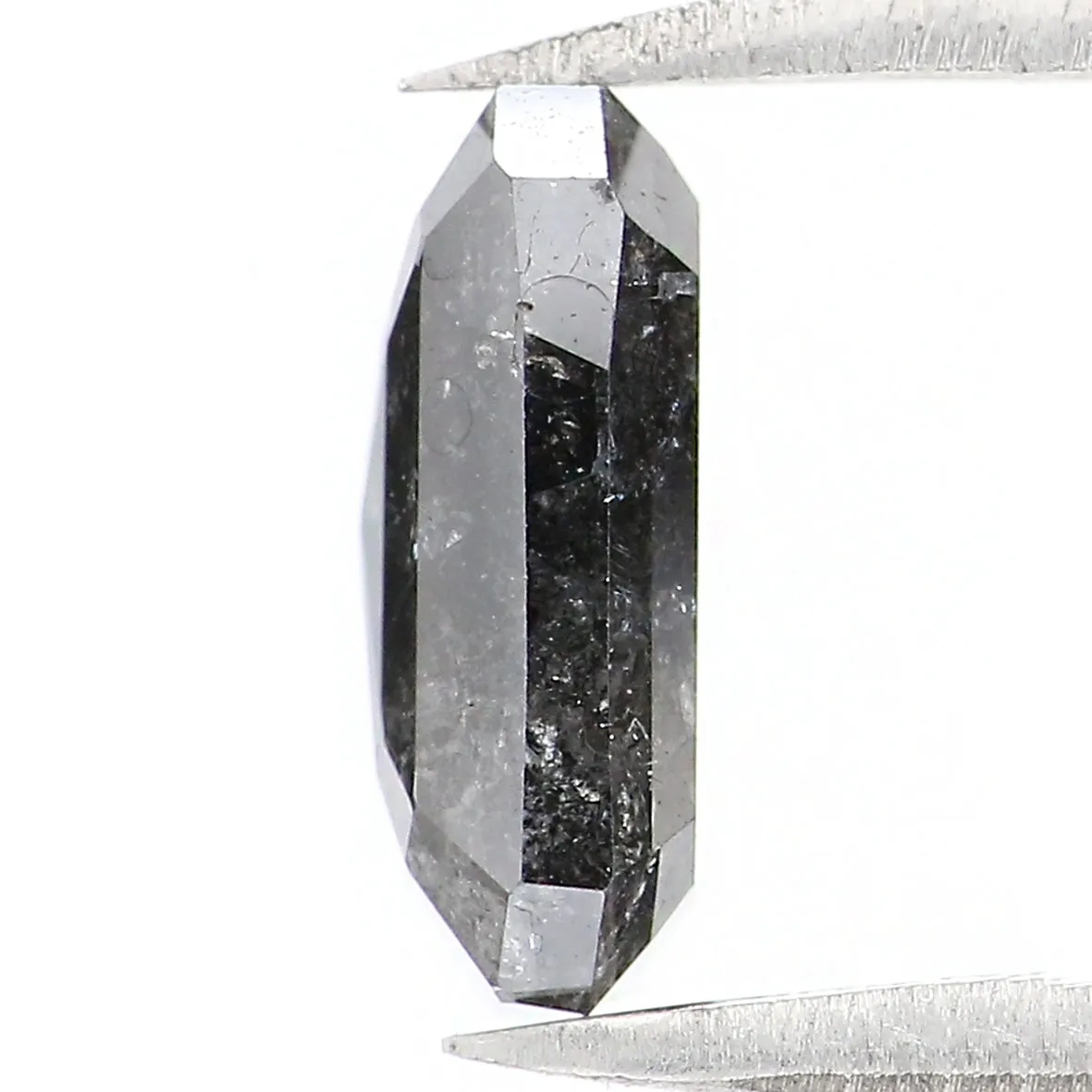1.89 CT Natural Loose Emerald Shape Diamond Salt And Pepper Emerald Cut Diamond 8.30 MM Natural Black Grey Emerald Rose Cut Diamond LQ1575