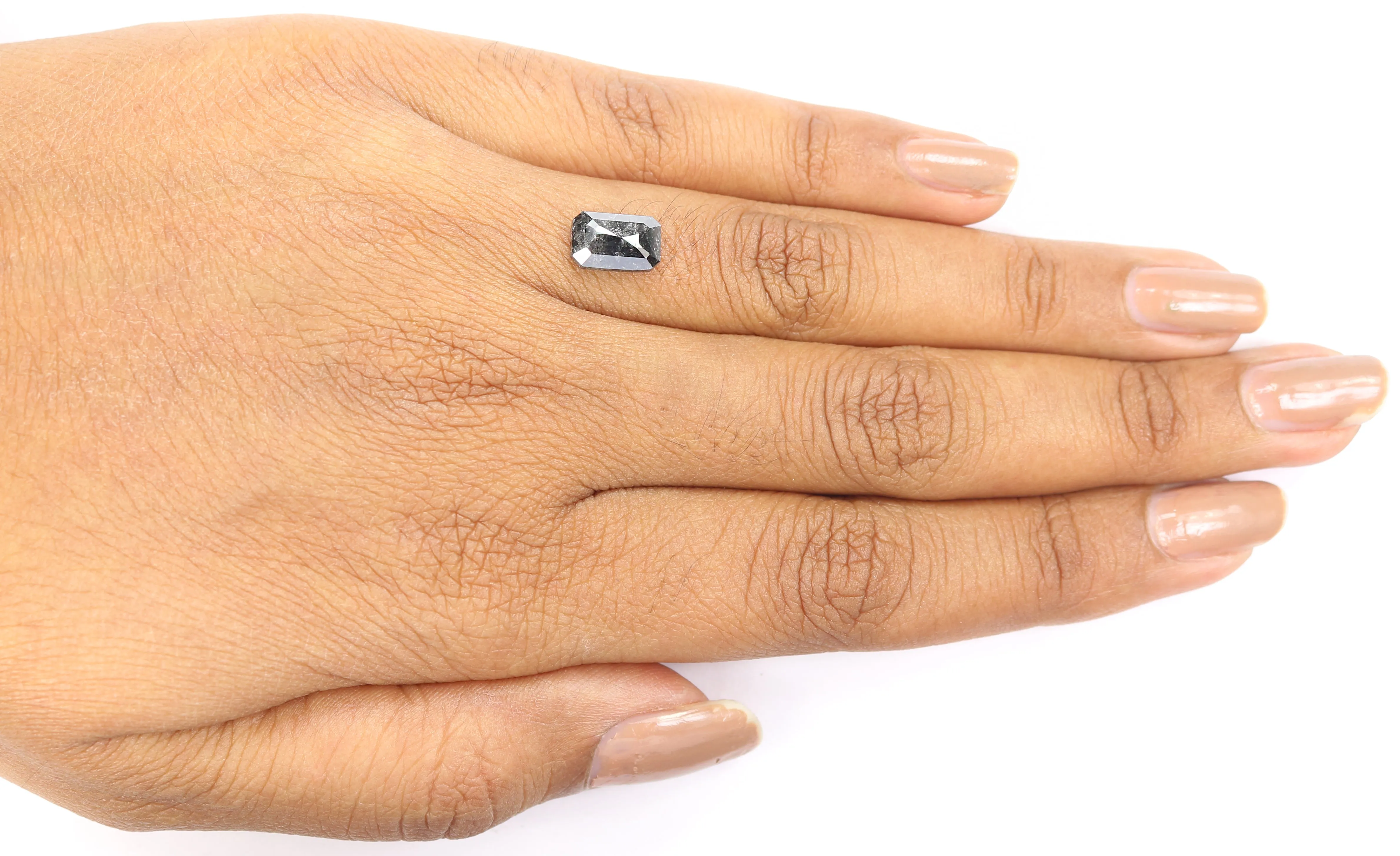 1.89 CT Natural Loose Emerald Shape Diamond Salt And Pepper Emerald Cut Diamond 8.30 MM Natural Black Grey Emerald Rose Cut Diamond LQ1575