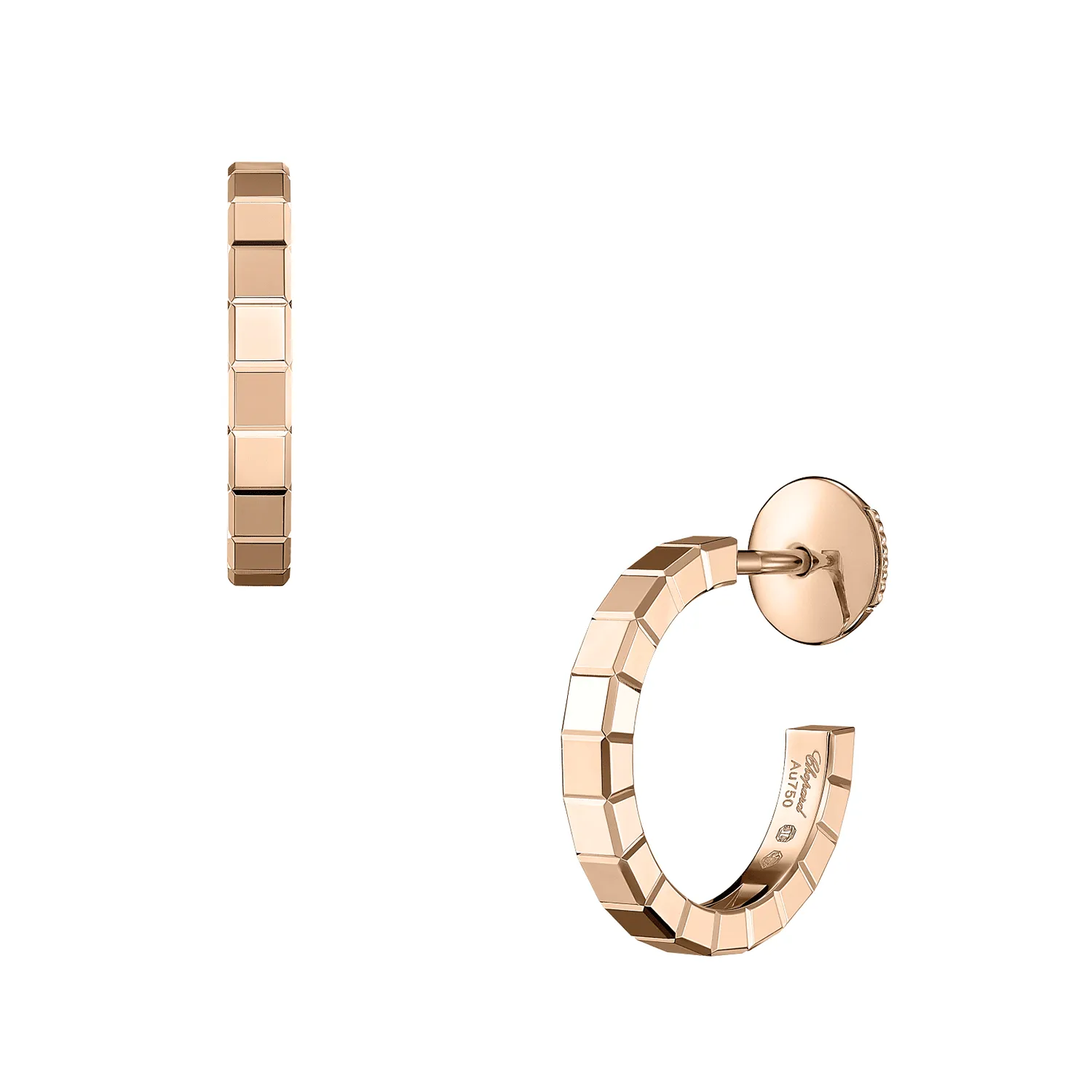 18ct Rose Gold Ice Cube Hoop Earrings