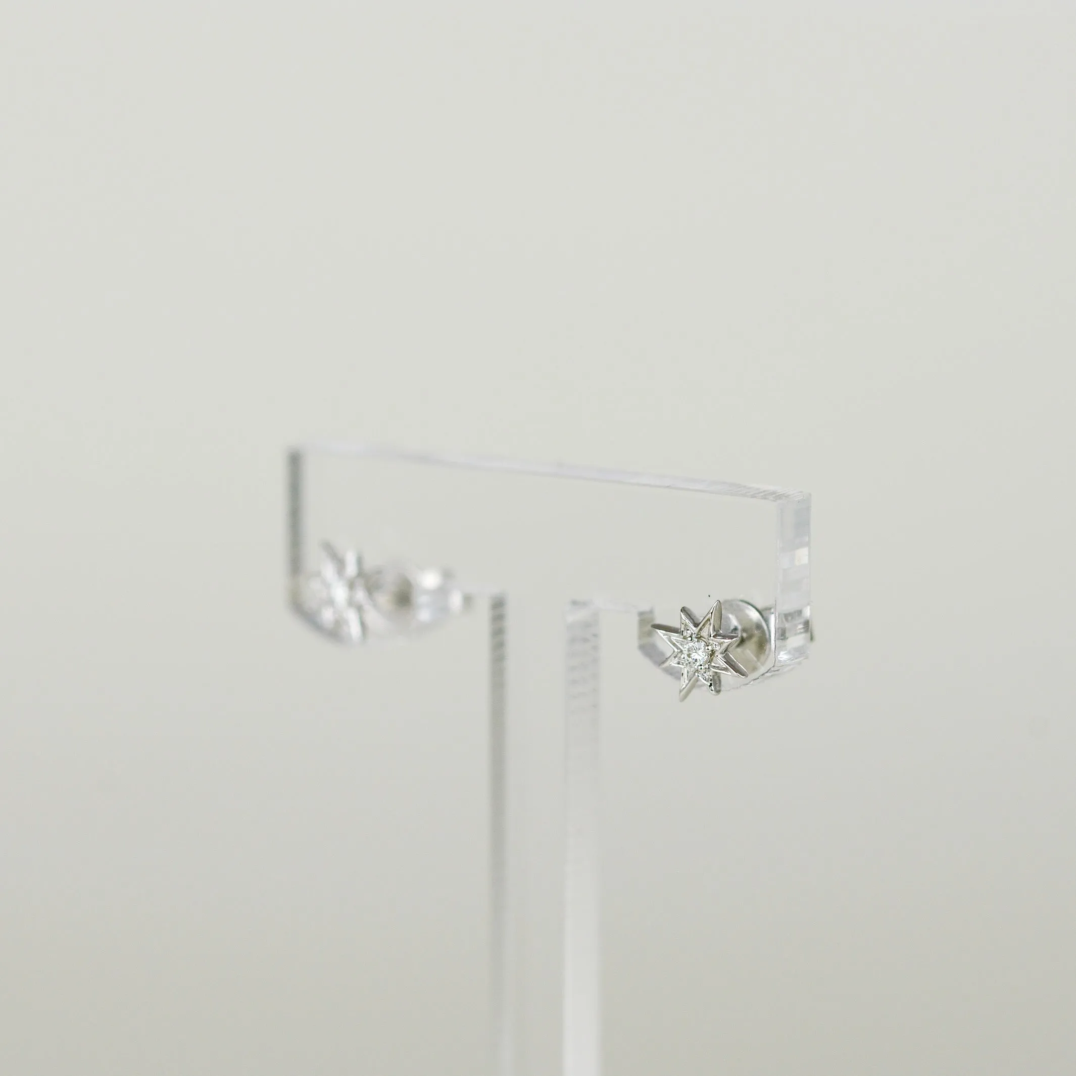 18ct White Gold 0.04ct Round Brilliant Diamond Star Stud Mini Earrings