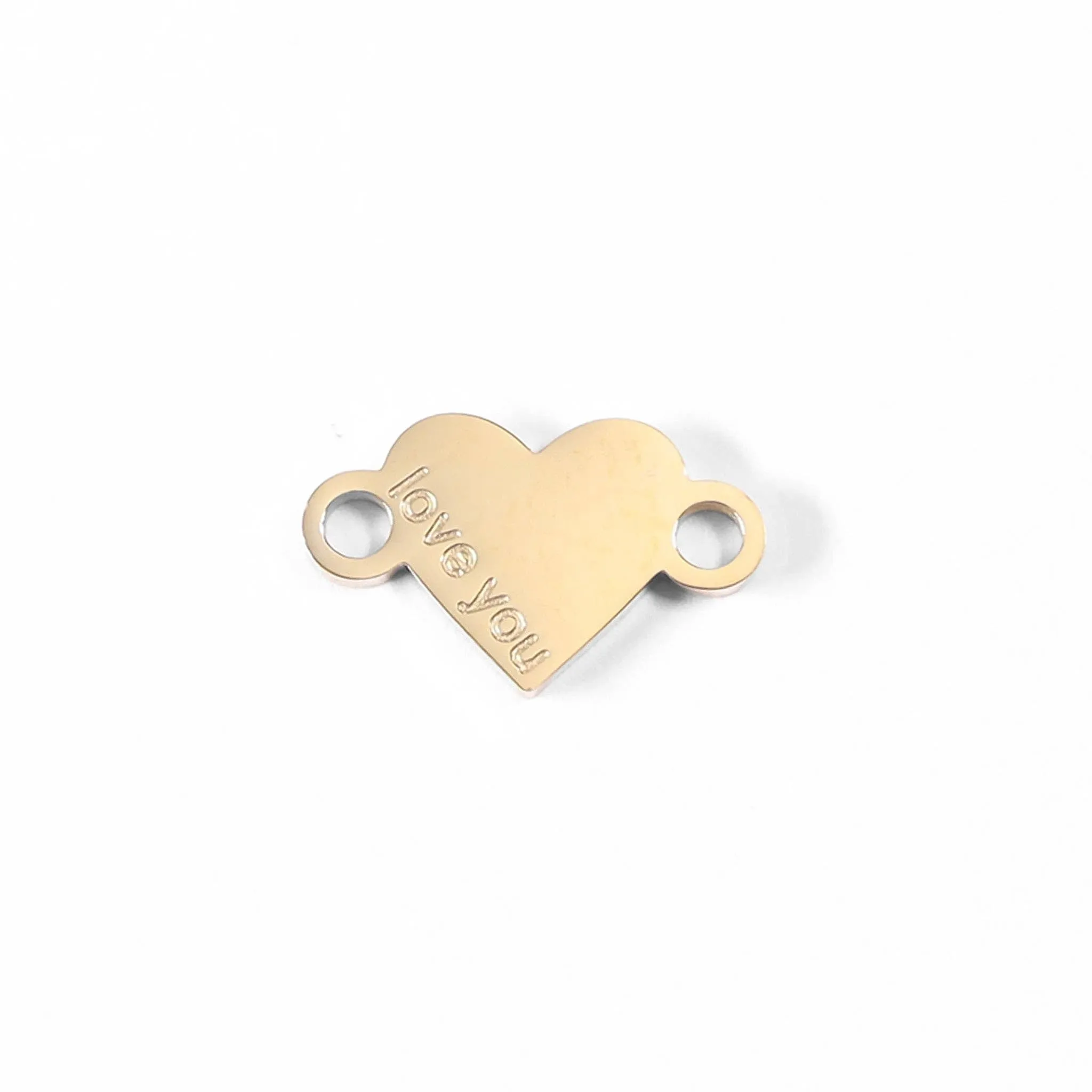 18K Gold PVD Stainless Steel "Love You" Heart Charm Connector Necklace