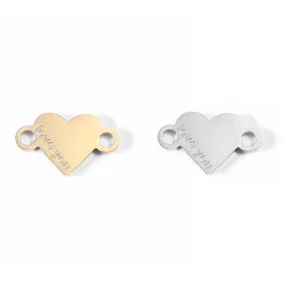 18K Gold PVD Stainless Steel "Love You" Heart Charm Connector Necklace