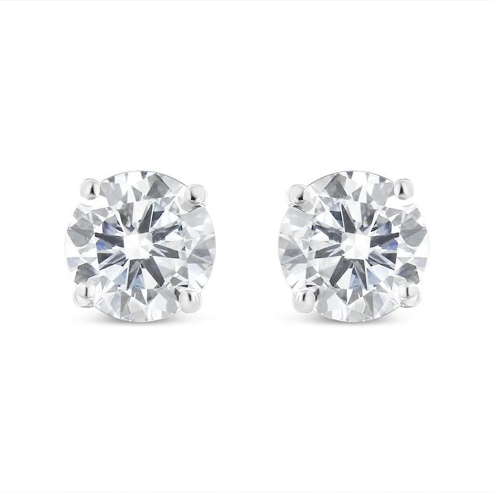 18K White Gold 1-1/2 Cttw Round Brilliant-Cut Diamond Classic 4-Prong Stud Earrings with Screw Backs