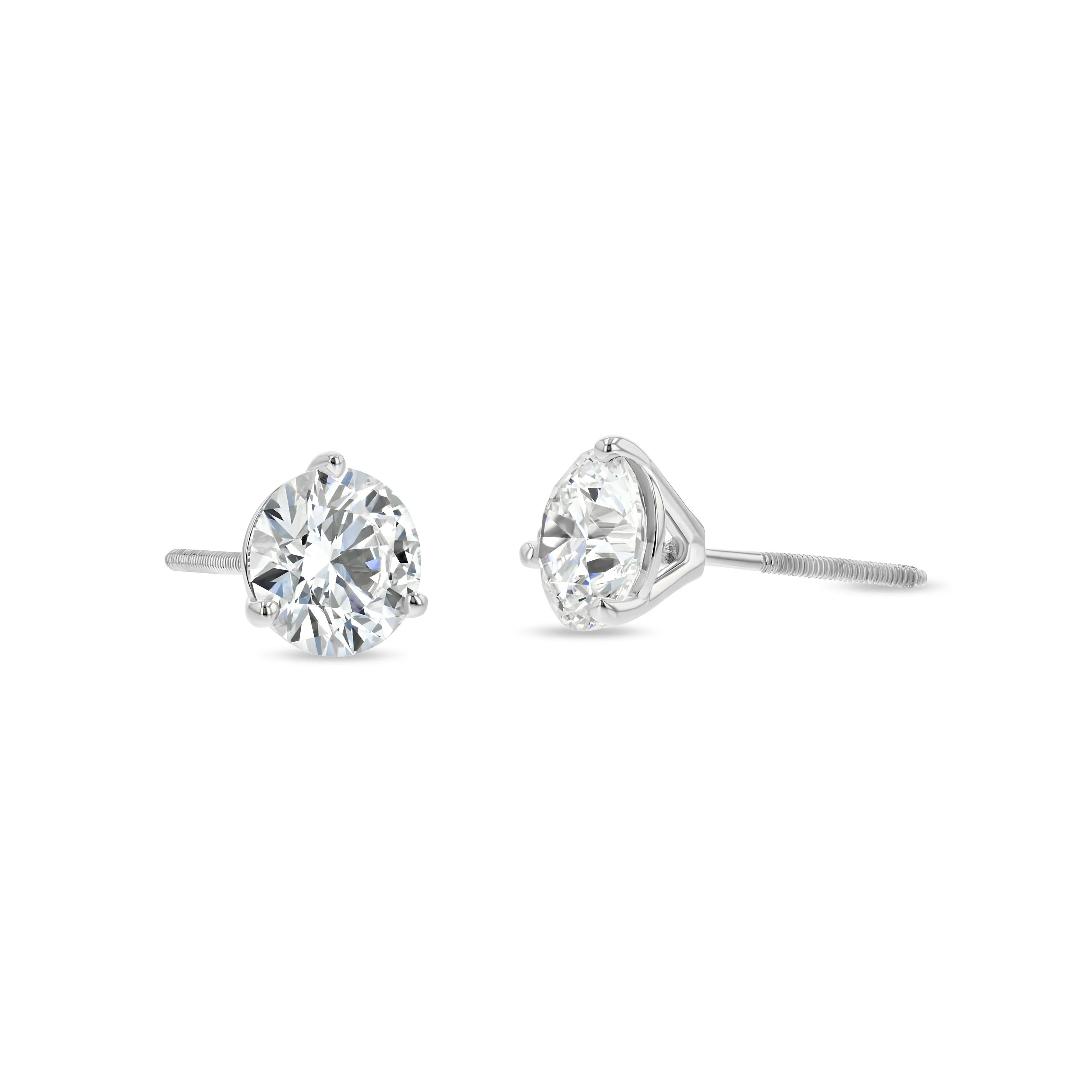 18k White Gold 3-prong Round Brilliant Diamond Stud Earrings (0.75 Ct. T.w., Vs1-vs2 Clarity, H-i Color)