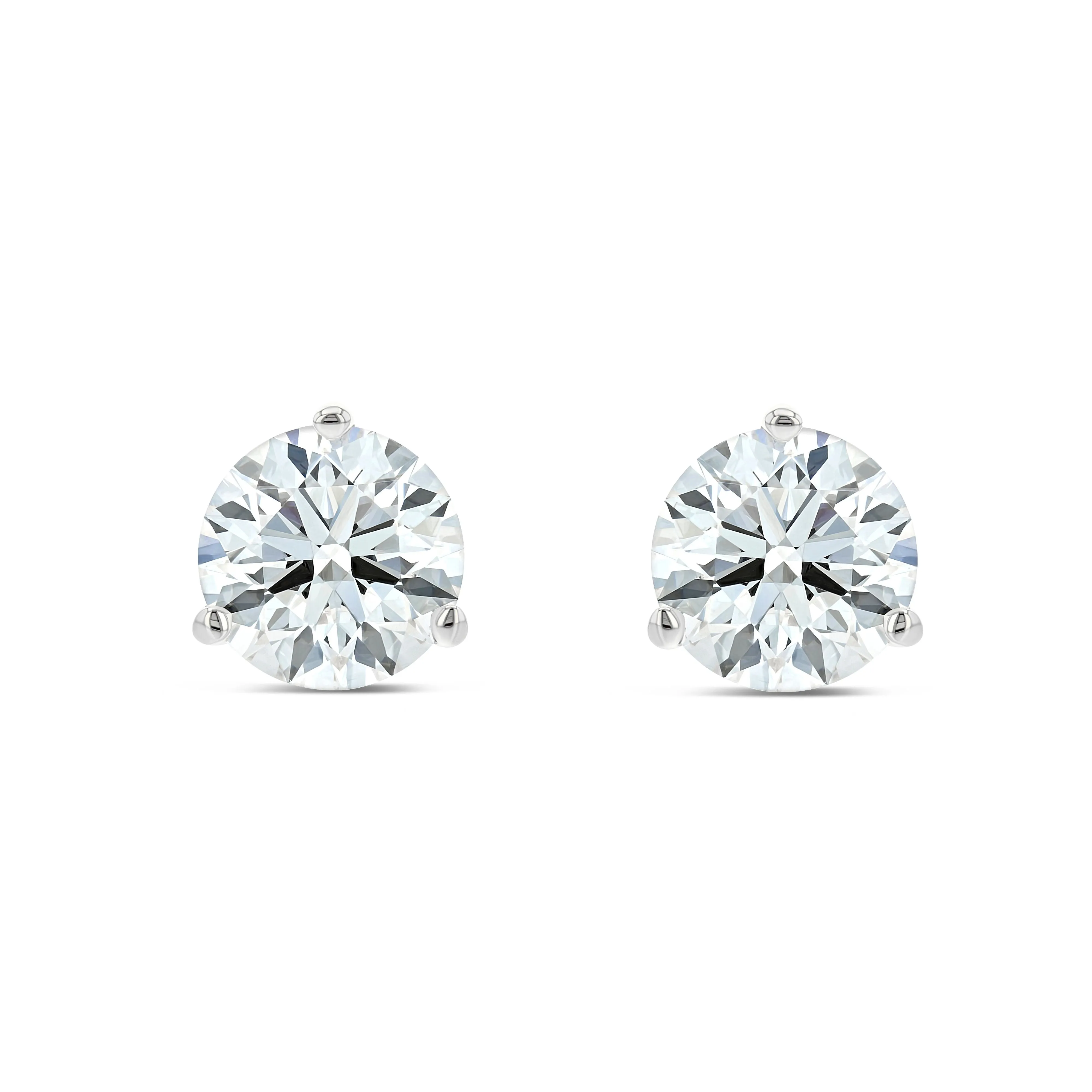 18k White Gold 3-prong Round Brilliant Diamond Stud Earrings (0.75 Ct. T.w., Vs1-vs2 Clarity, H-i Color)